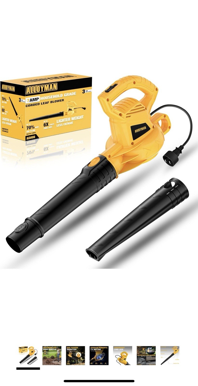 Electric Leaf Blower,7AMP Lawn Blower,130MPH Mini Leaf Blower Lightweight & Port