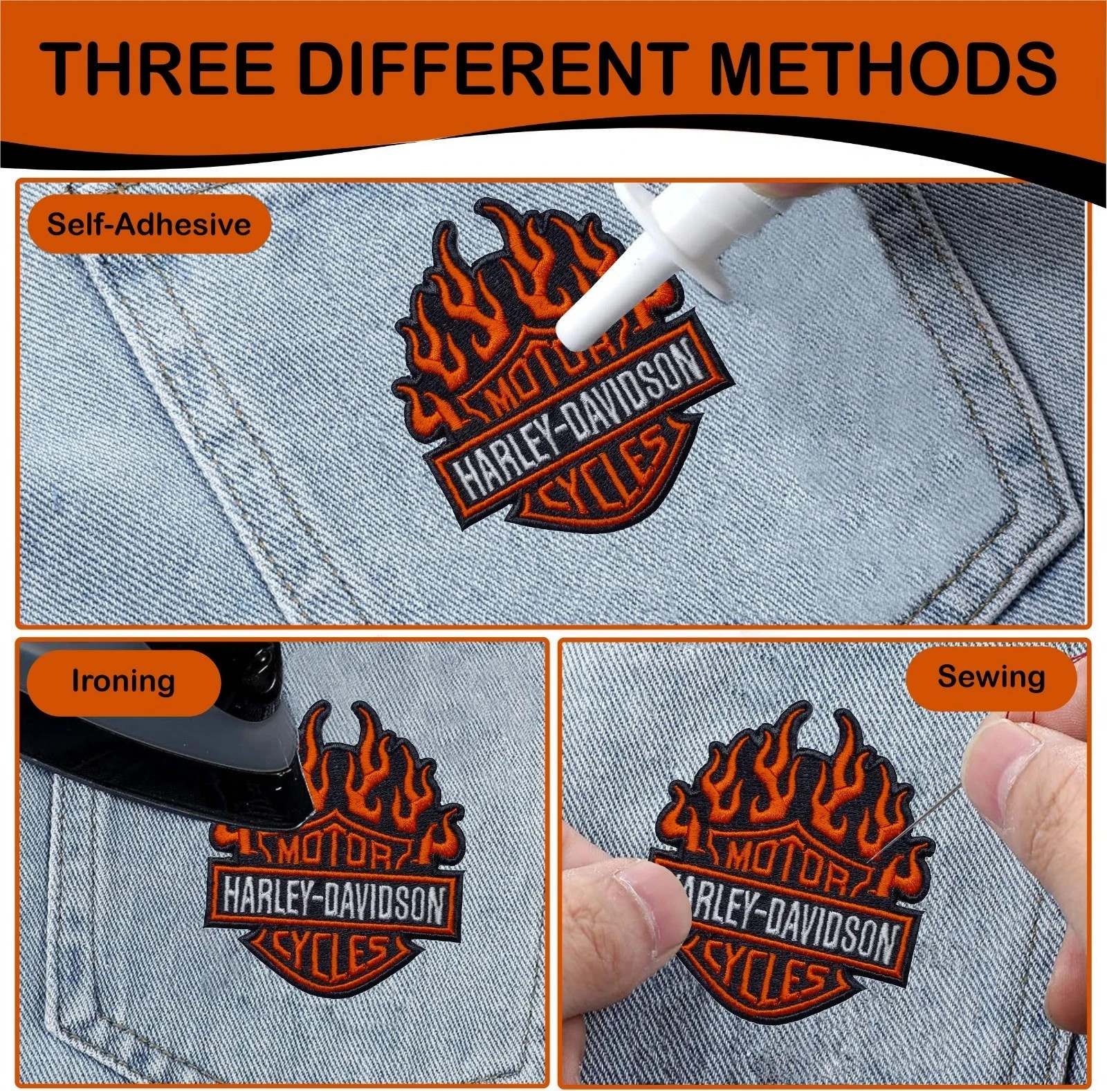 Harley Motorcycles Iron On Patch - Sew Patch - Embroidered Patch 3" x 3.5"