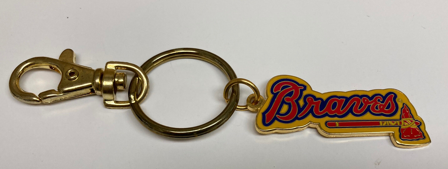 MLB Atlanta Braves Baseball Team Tomahawk Logo Keychain W Dog Hook