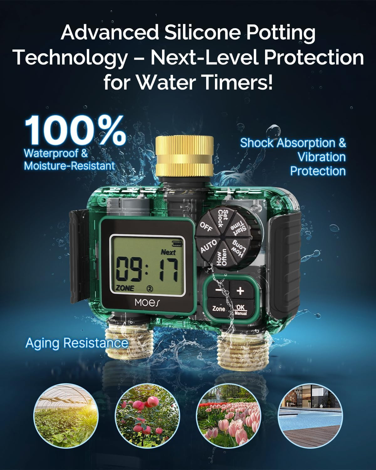 2 Zone Sprinkler Timer for Garden Hose,Brass Inlet &Outlet Water Timer | Program