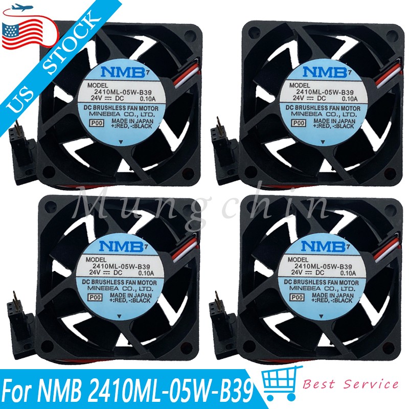 4PC For NMB 2410ML-05W-B39 Inverter Cooling Fan Axial 24V 0.10A 3-Pin 60*60*25MM