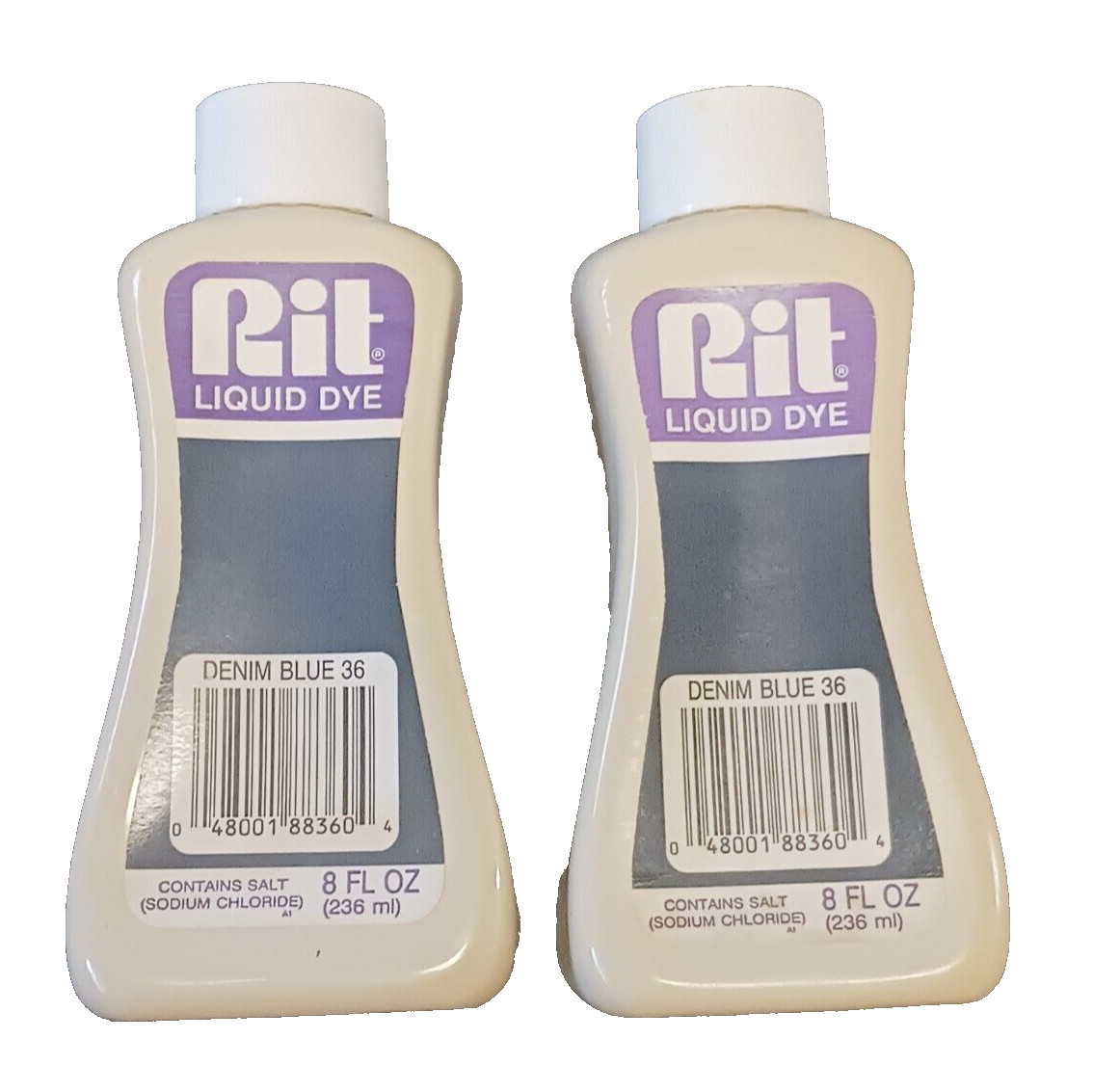 RIT NOS Denium Liquid Dye #36 Blue Fabric 8 Ounces OEM Lot Of 2 Bottles