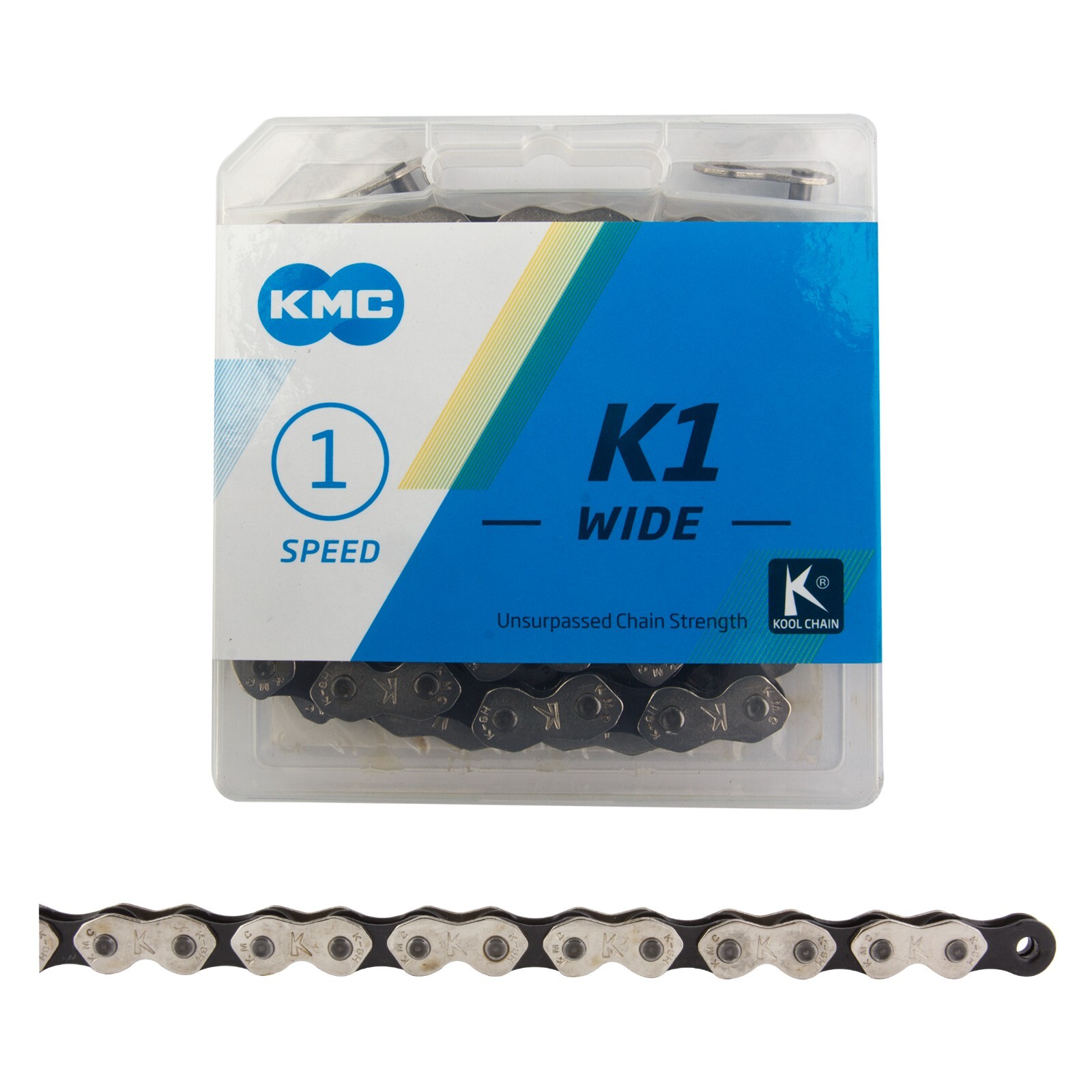 CHAIN KMC Kool/BMX, Fixies 1/2x1/8 K1 WIDE 1s Silver/Black 112L