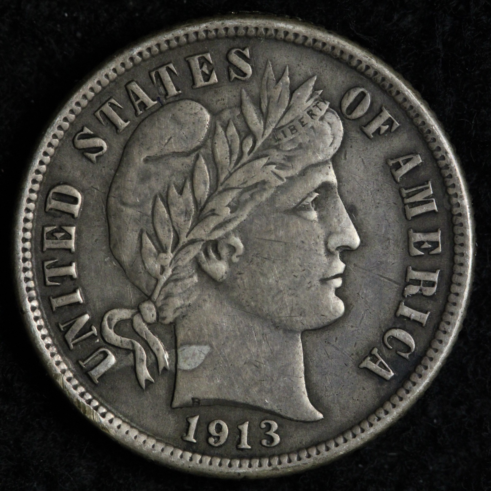 1913 Barber Silver Dime AU E209 KYUM