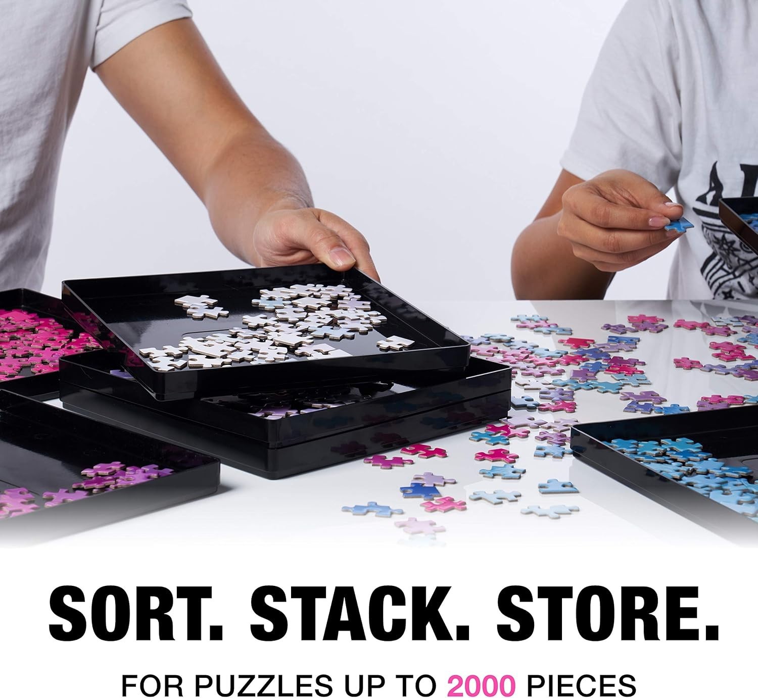 Stackable 8-Piece Puzzle Organizers with Lid - Perfect for 2000-Piece Puzzles