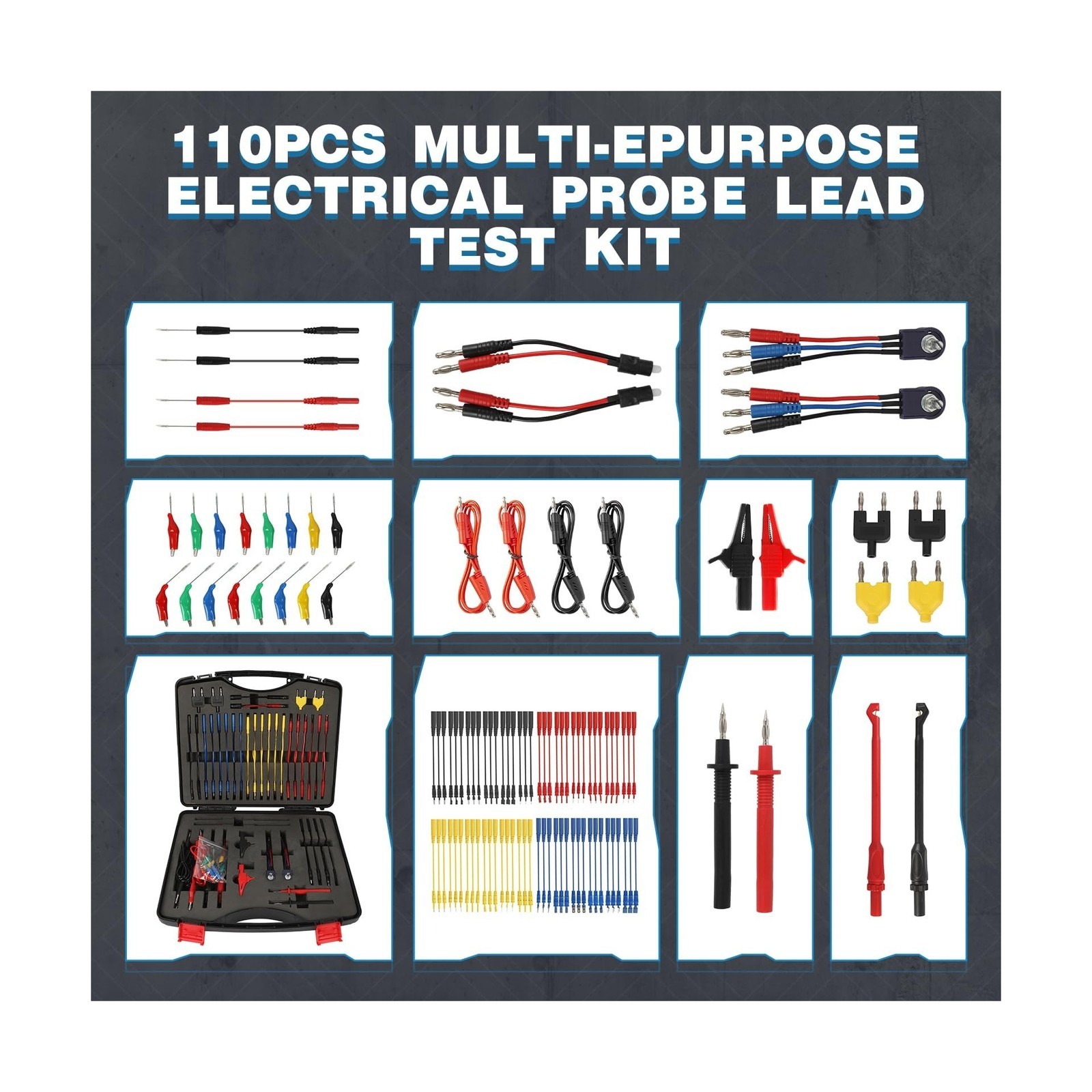 110PCS Automotive Circuit Test Lead Kit, Multimeter Leads Kit,Multi Function ...