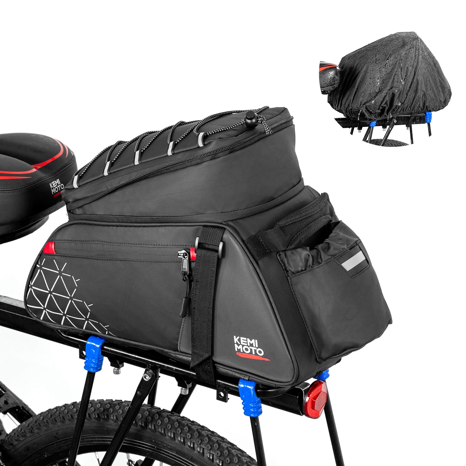 15L Bike Bag PVC Bicycles Rear Rack Trunk Pannier w/ Cover Water Cup Bag Outdoor