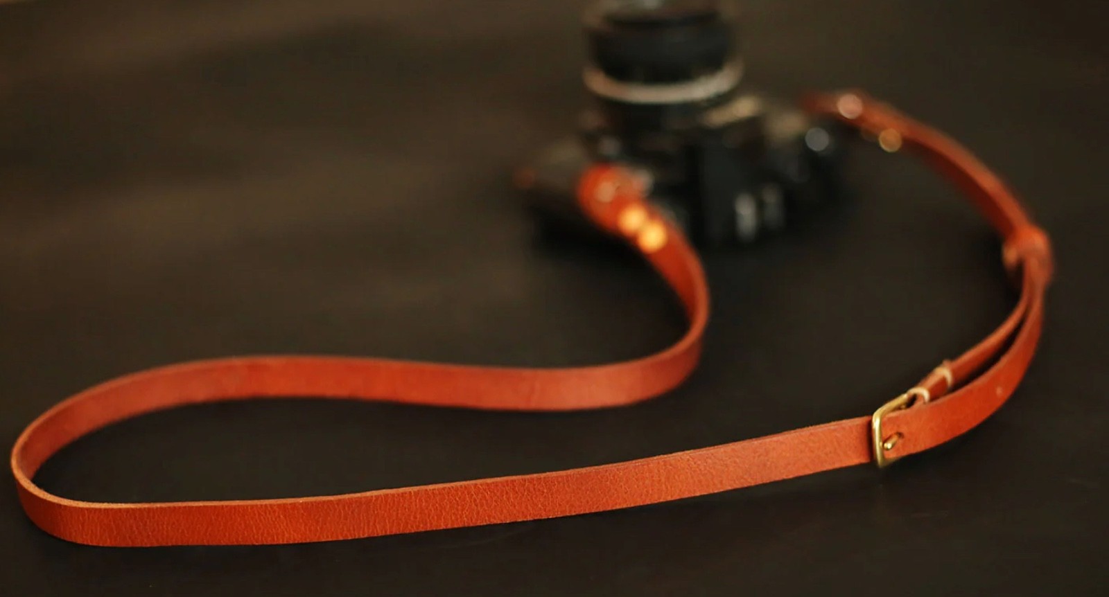 Handmade Brown Leather Camera Strap – Full-Grain Adjustable Vintage Neck Strap