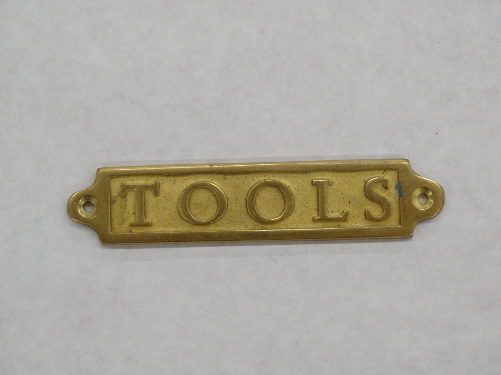 Vintage Cast Brass " TOOLS "  Label for Chest or Box
