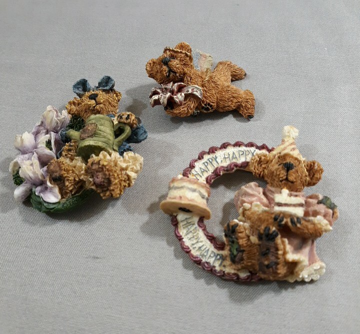 Three Boyds Bears Lapel Pins Happy Birthday 2 Floral Seasonal