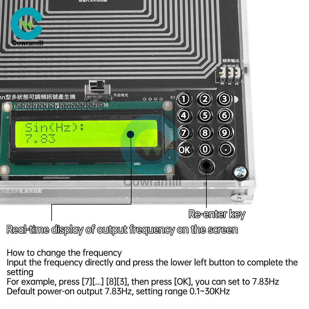 Schumann Wave Generator Adjustable 0.1HZ~30KHZ Sine+Square+Inverted Square Wave