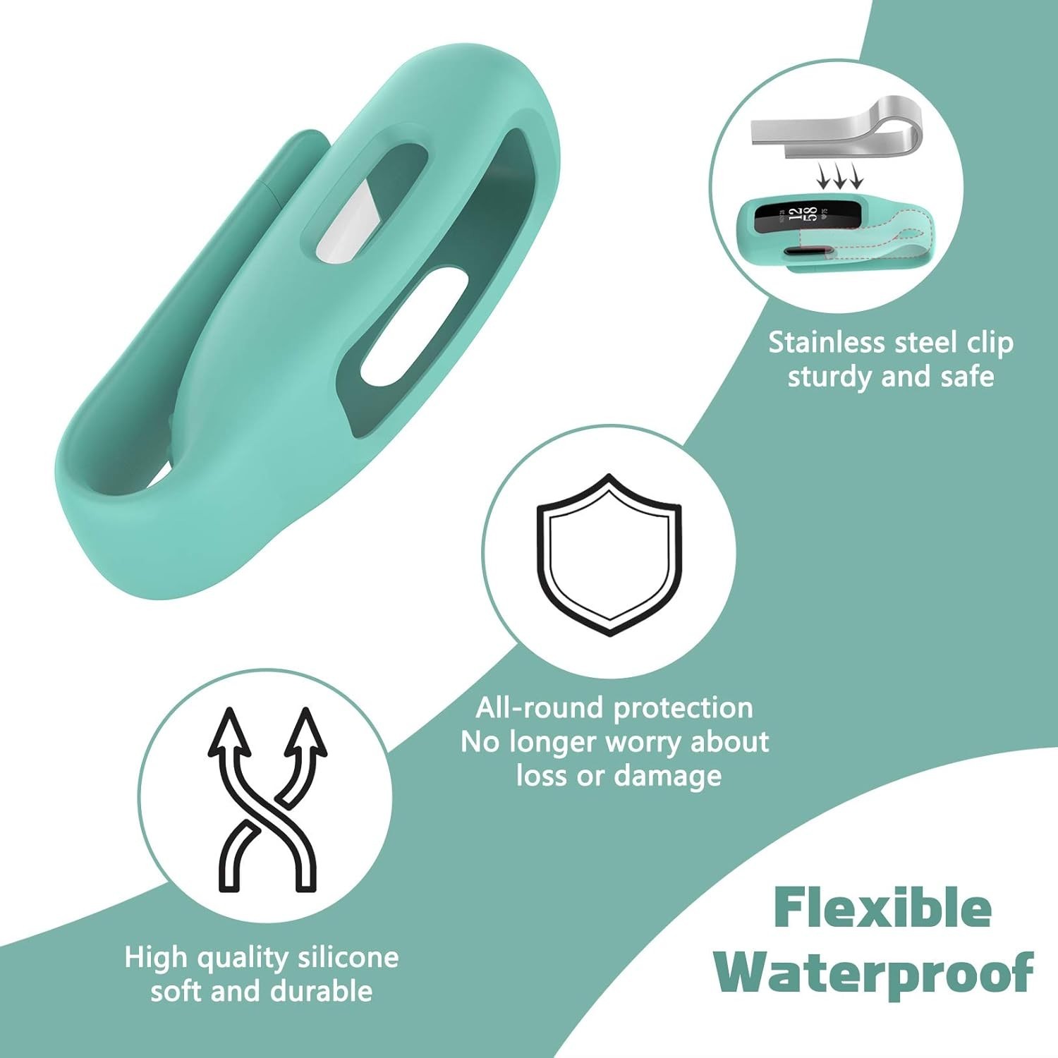 4-Pack Clip Case Compatible with Fitbit Inspire 2/3, Soft Silicone Clip Clasp Ac