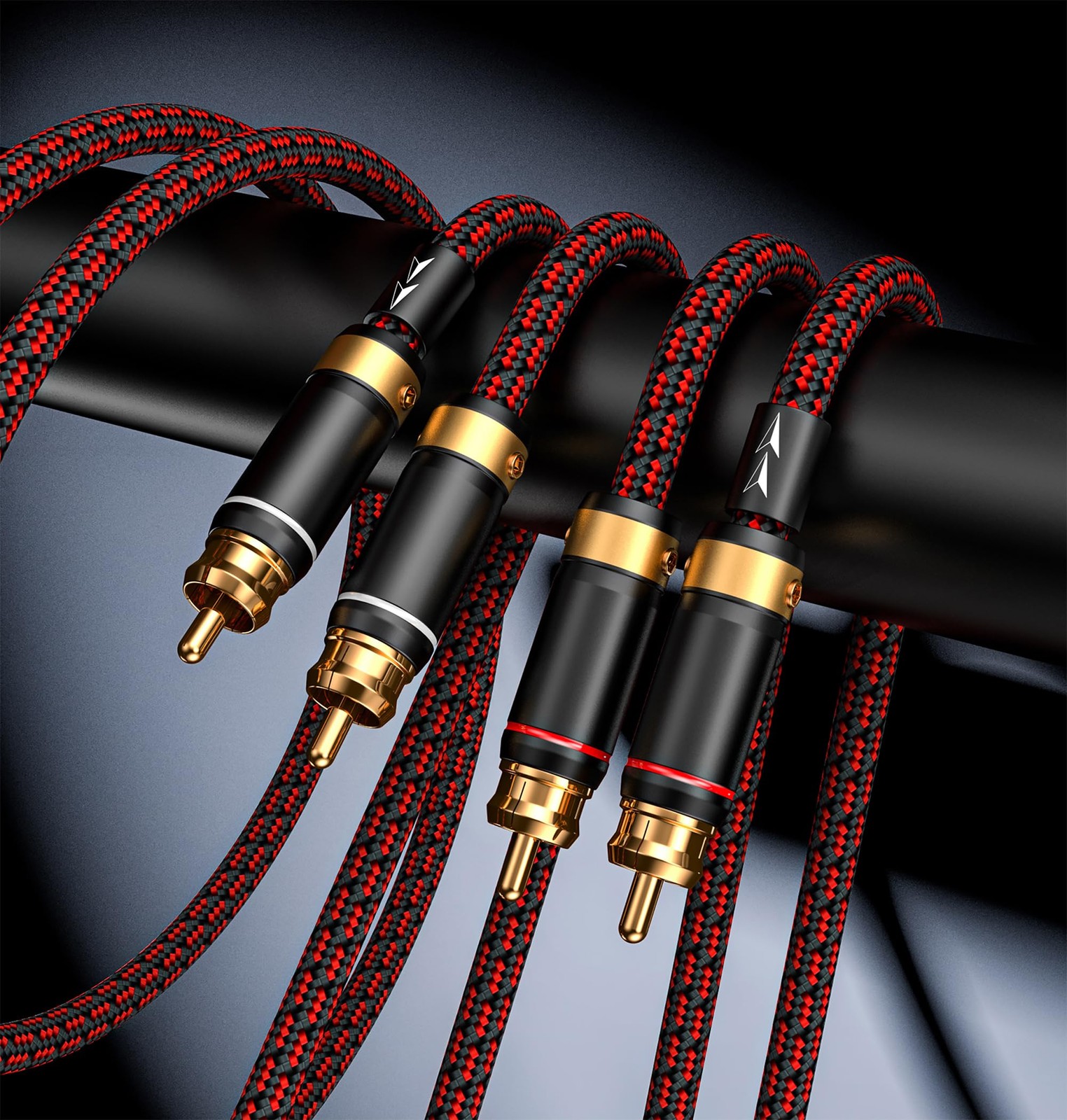 Primeda Auidophile 2RCA Male to Stereo Audio Cable,Gold 3 Feet, Red