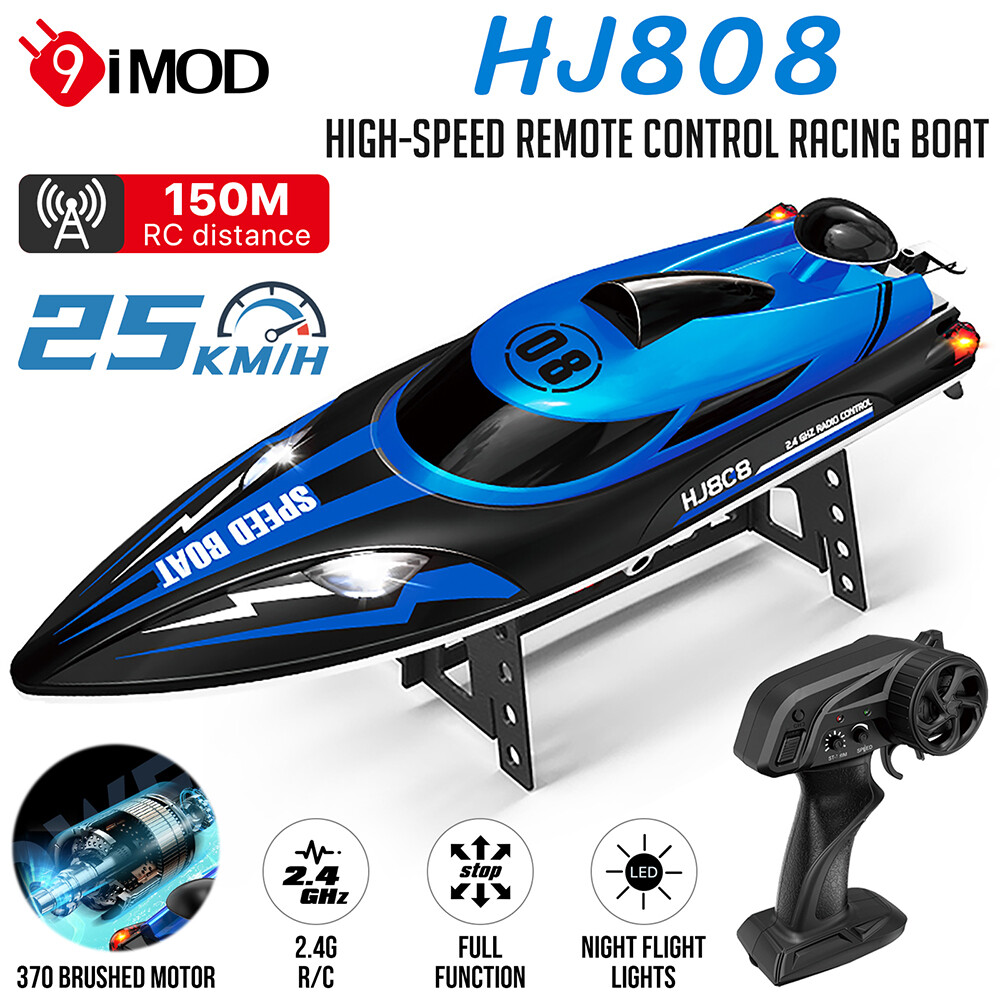 9IMOD HJ808 RC Boat 2.4G Remote Control Racing Boat LED 370 Brushed Motor 25Km/h