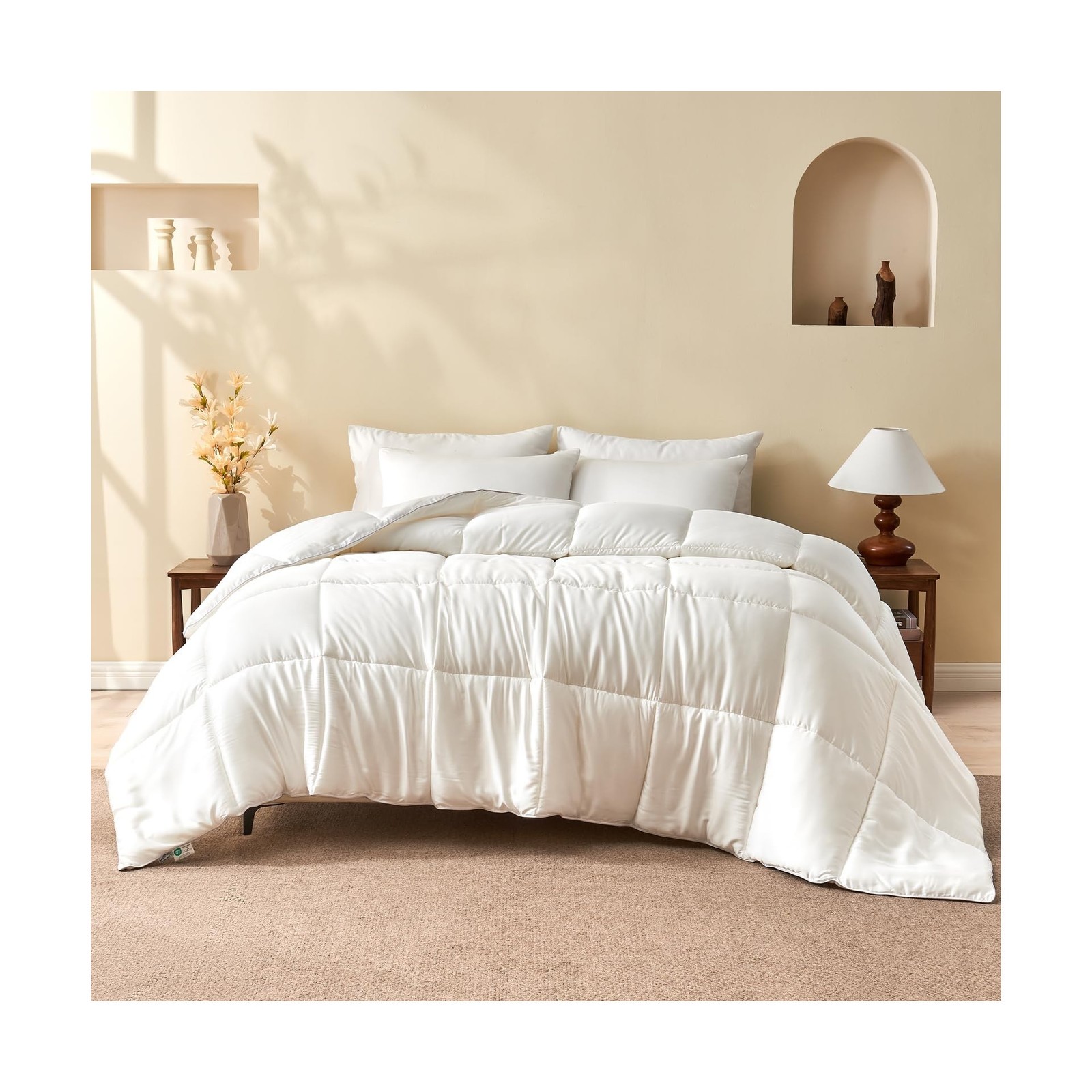 BPC 100% Rayon Derived from Bamboo Silk Blend Comforter Full Size for All Sea...