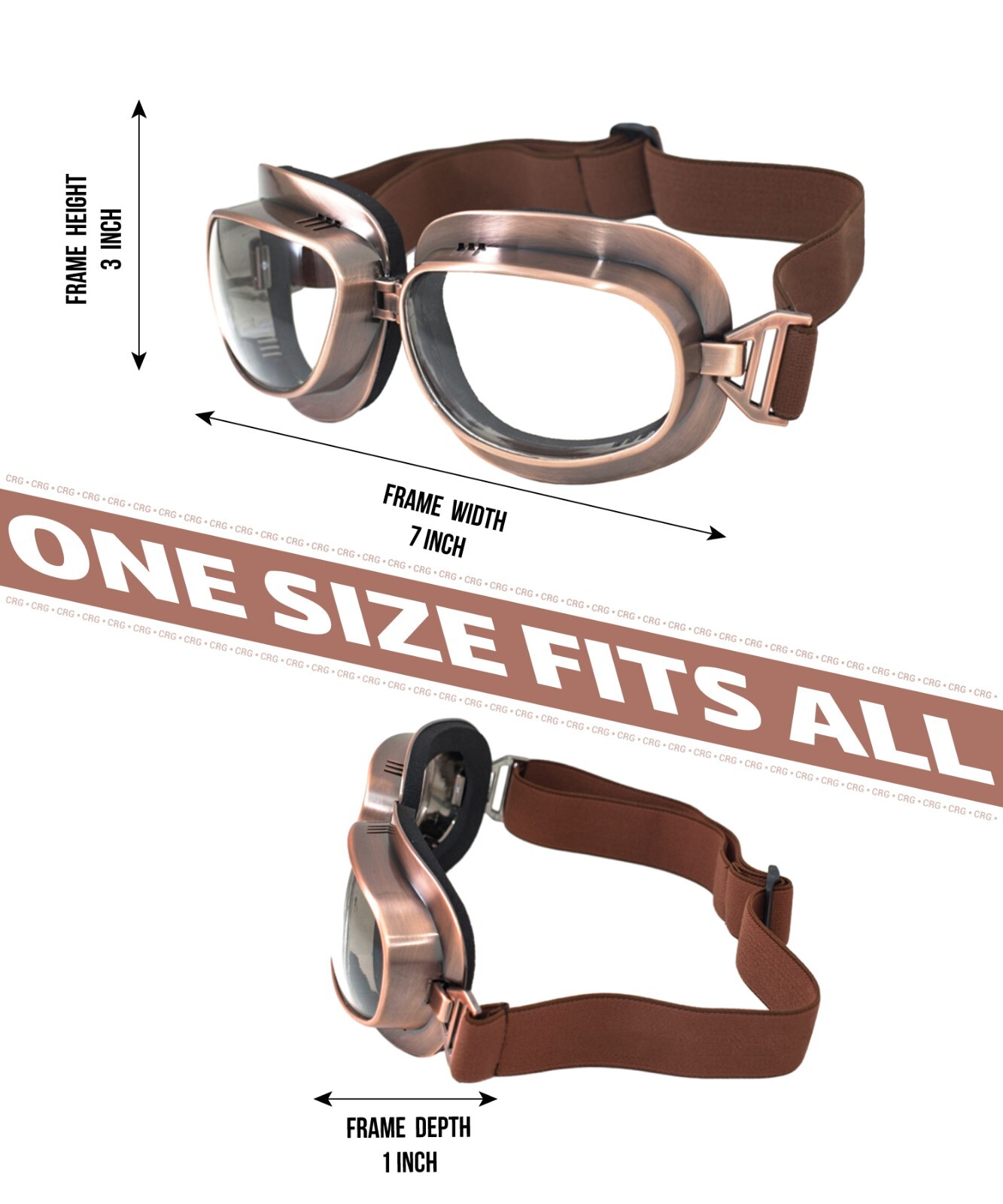 New CRG Vintage Bike Aviator Pilot Motorcycle Cruiser Scooter Goggles