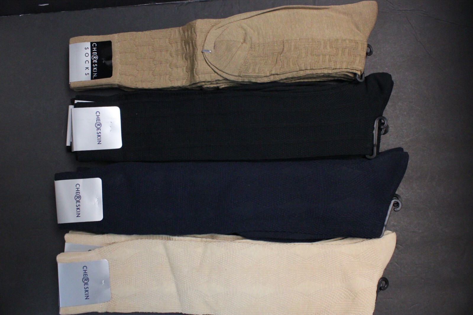 4 pair 10-13 Knee high Socks Men's Over the Calf Socks Black tan navy sz 6-12