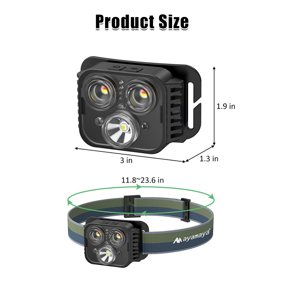 LED Headlamp USB Rechargeable Headlight Flashlight Super Bright Torch Work Lamp