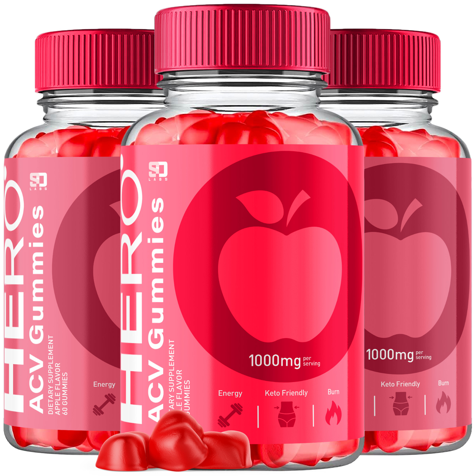 (3 Pack) Hero ACV Gummies, Hero Keto ACV Ketosis Support Gummies (180 Gummies)
