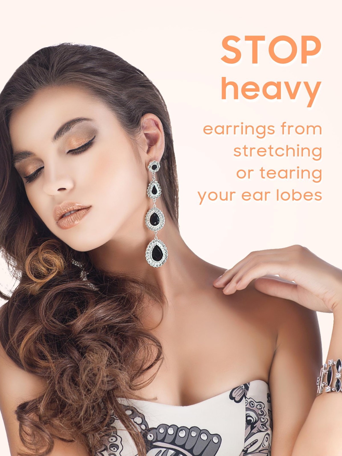 Earring Backs for Droopy Ears, Adjustable Heavy Earrings Lifters Backs, 8 Pai...