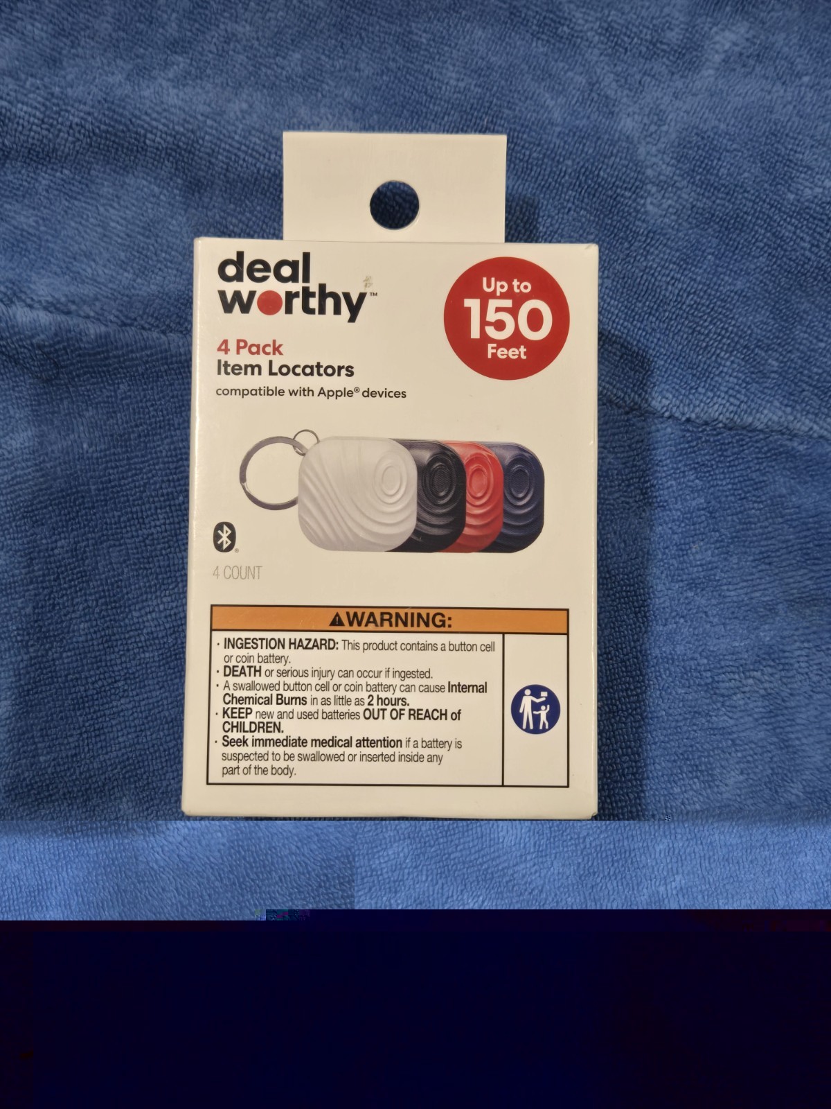 Deal Worthy 4 Pack Item Locators Keychain Trackers for Apple Find My, 150 ft
