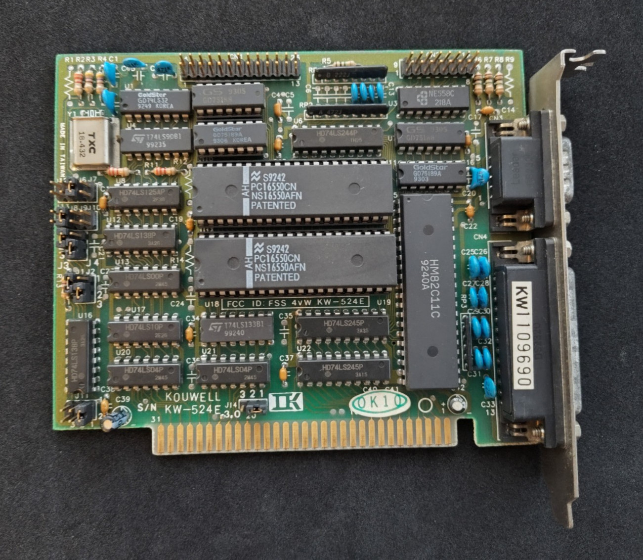 Vintage Kouwell KW-524E 8-bit ISA I/O Card with 1 parallel and 2 serial Ports