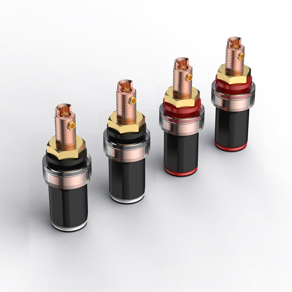4pcs Pure Red Copper Binding Post Banana Jack Connector Speaker Cable Terminal