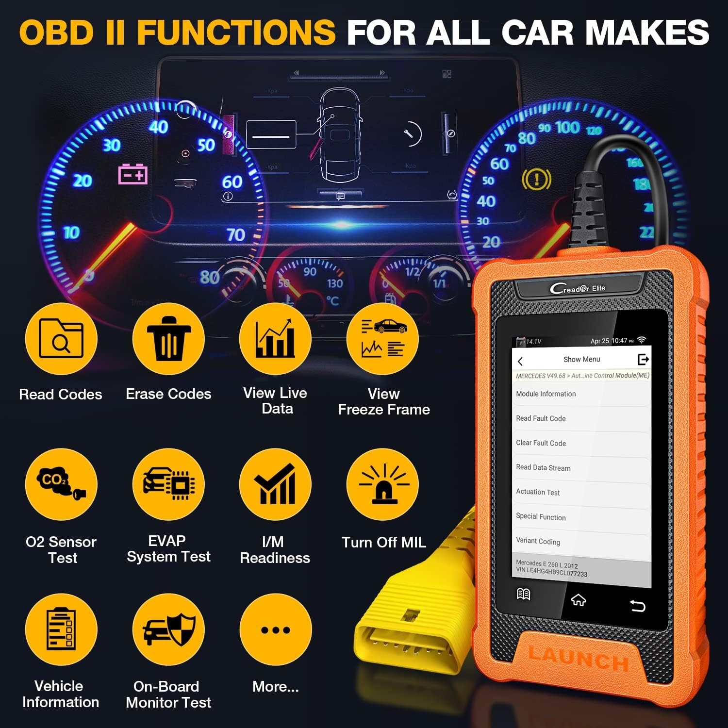 LAUNCH Creader Elite for Nissan OBD2 Car Diagnostic Scanner ECU Key Coding IMMO