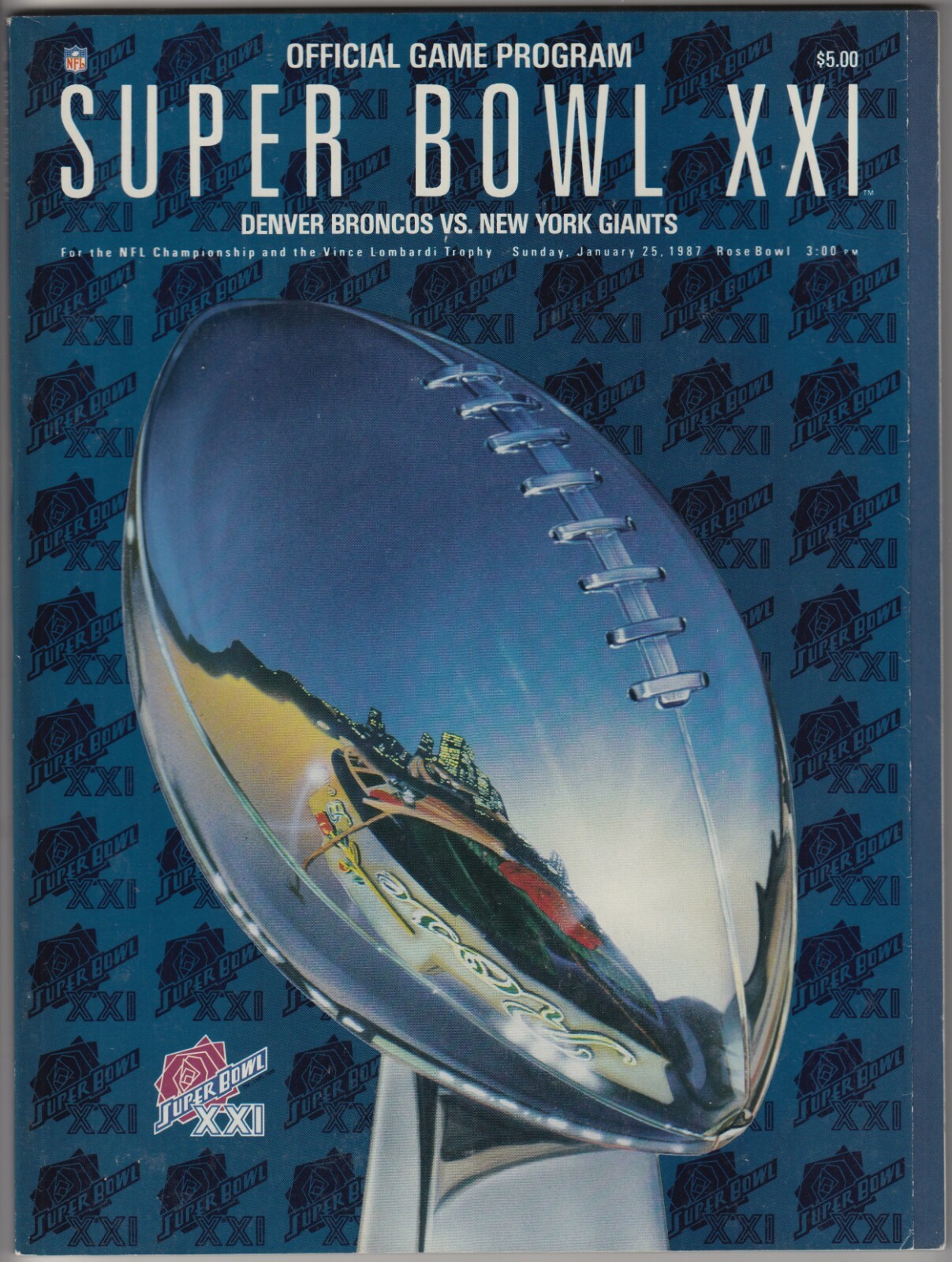 1987 SUPER BOWL XXI OFFICIAL PROGRAM NY GIANTS VS DENVER BRONCOS EXCELLENT COND