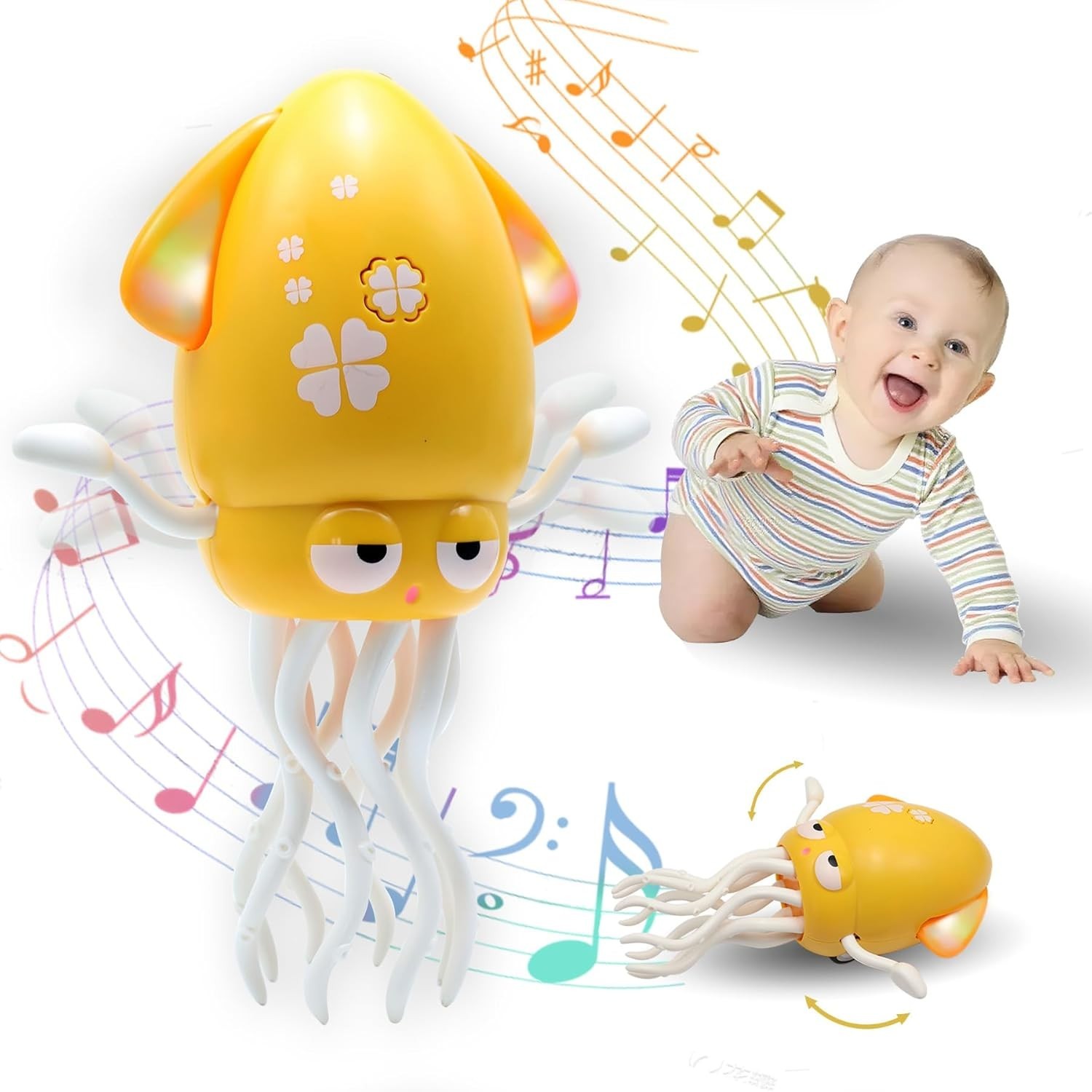 Magic Dancing Octopus Toy, Electric Crawling with LED Lights and Music, Recha...