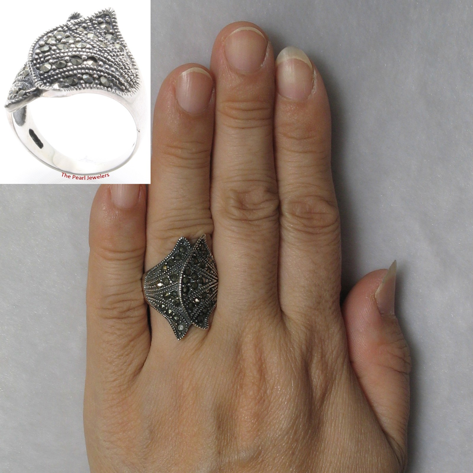 Sterling Silver Wrapped in Love Marcasite Ring