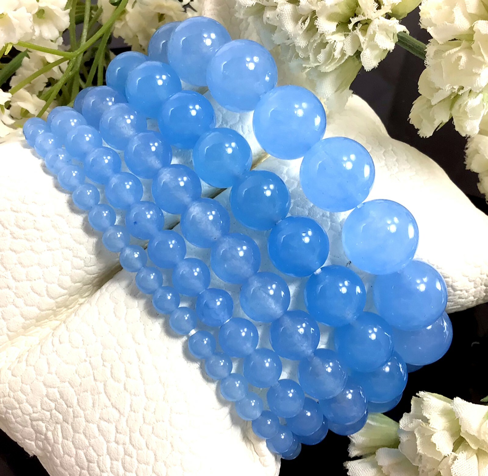 Blue Jade Stretchy Bracelet Healing Gemstone 4mm 6mm 8mm10mm12mm