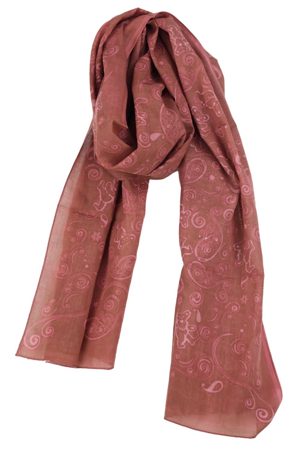 GRATEFUL DEAD LONG BEAR SCARF-BANDANA-MASK,HEADBAND, SCARF-COTTON-MARSALA Hippie