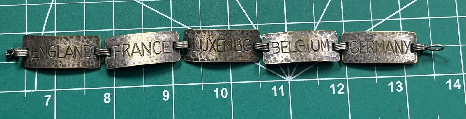 WWII Theater Made Bracelet England France Luxemburg Belgium Germany