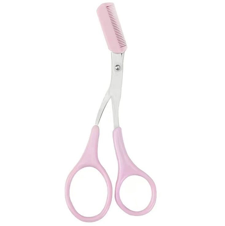 Eyebrow Trimmer Scissors With Comb Hair Removal Grooming Shaping Pink Tool New