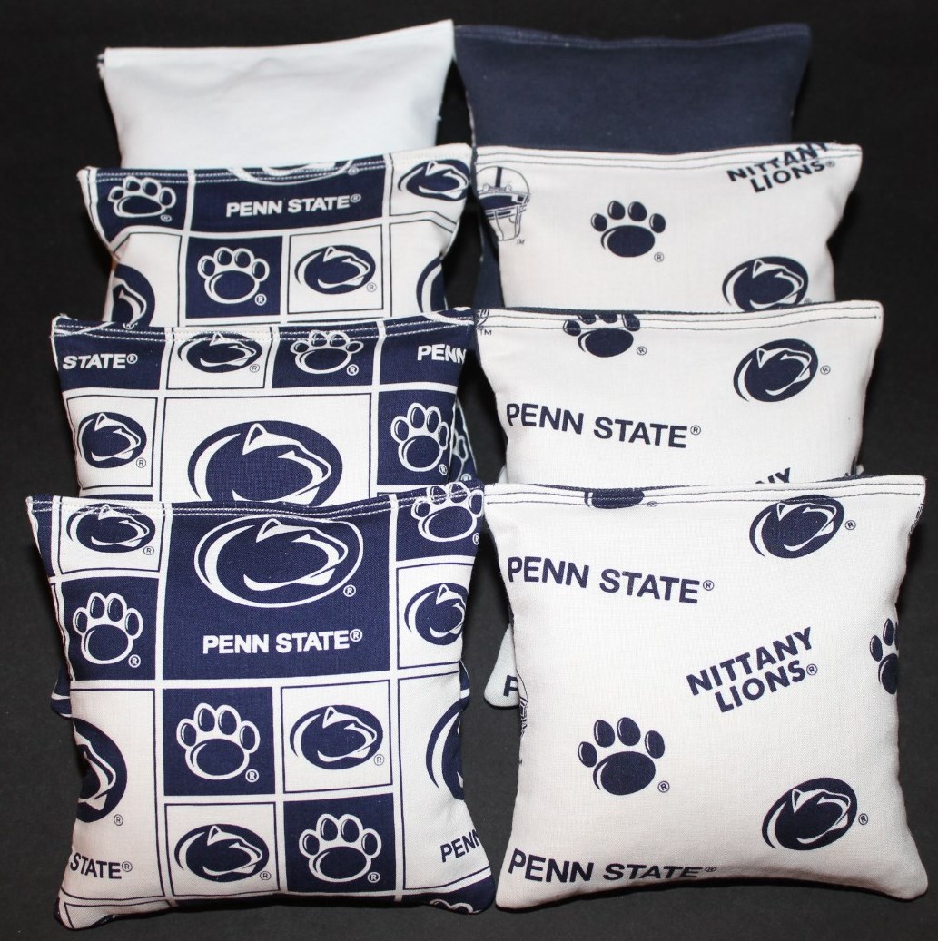 CORNHOLE BEAN BAGS made w PENN STATE LIONS University Fabric ACA Regulation