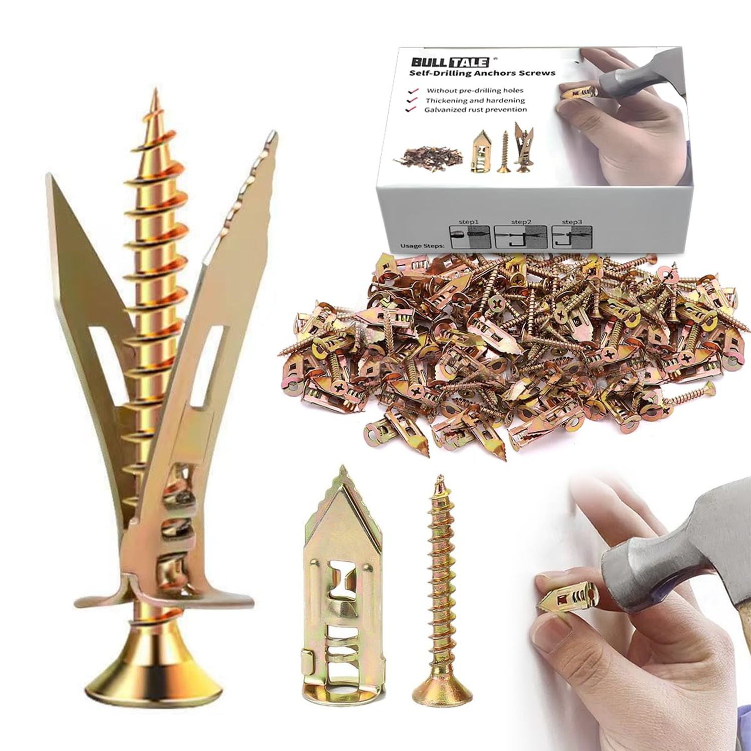 Self-Drilling Drywall Anchors,Drywall Screws and Anchors,Screws Assortment ki...