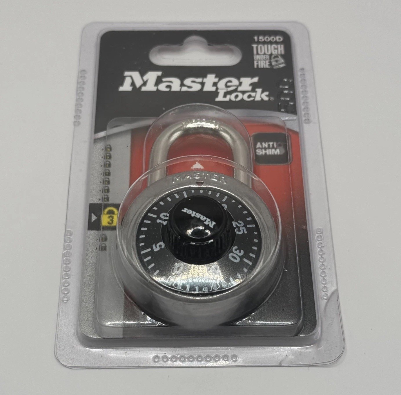 Master Lock 1500D Combination Padlock Anti-Shim Black Lock - NEW Damaged Package