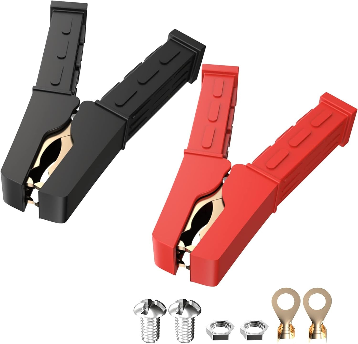 Goupchn Heavy Duty Crocodile Clamps Pure Copper 500A Car 500A, Red, Black