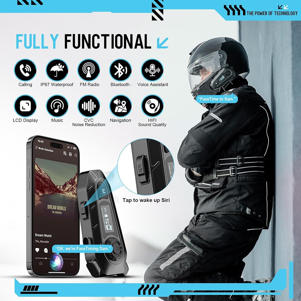 Motorcycle Bluetooth Headset Speaker Skiing Earphone Waterproof Bluetooth Helmet