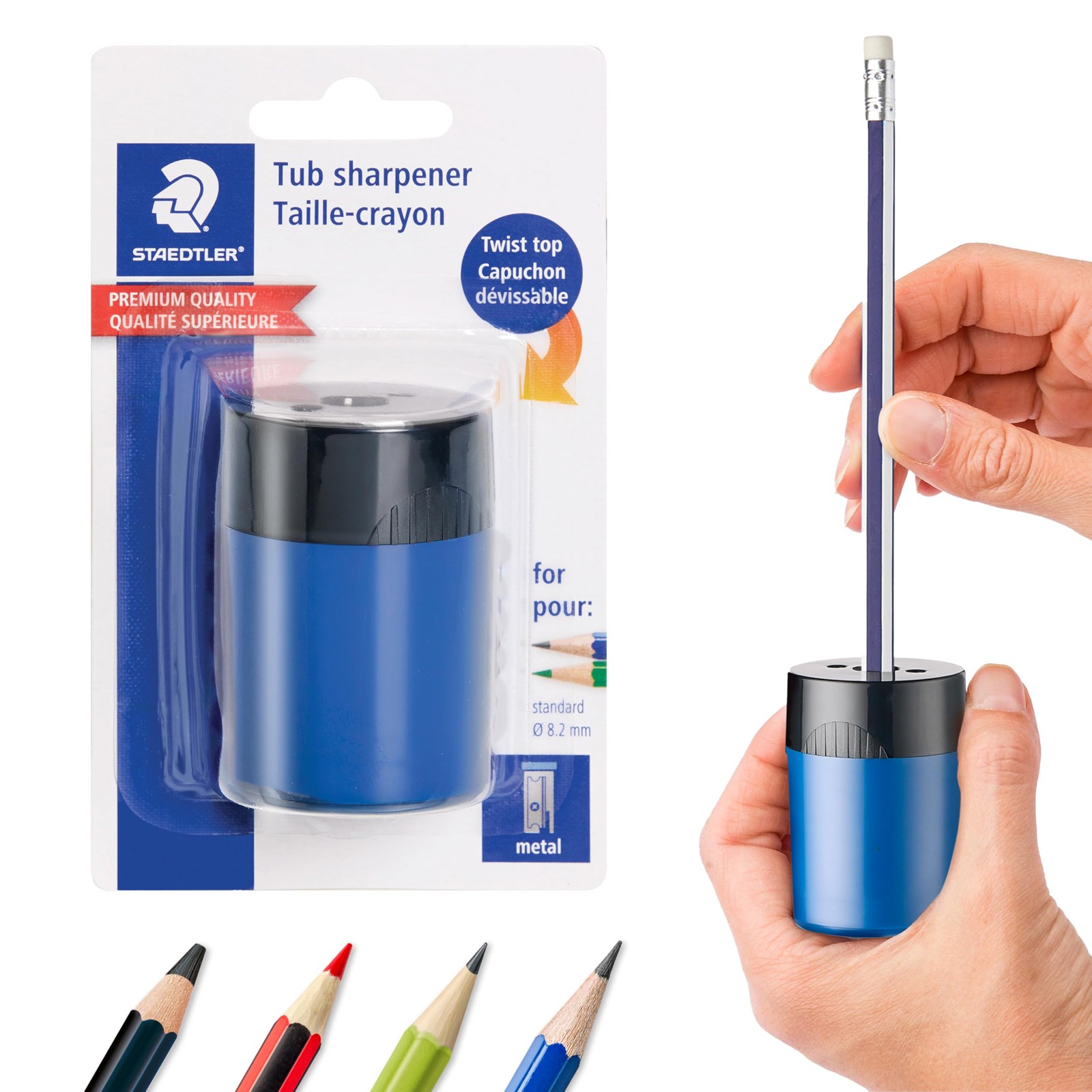 STAEDTLER Pencil Sharpener (1 Pack) with Screw Lid and 1 Pack, Multi-color