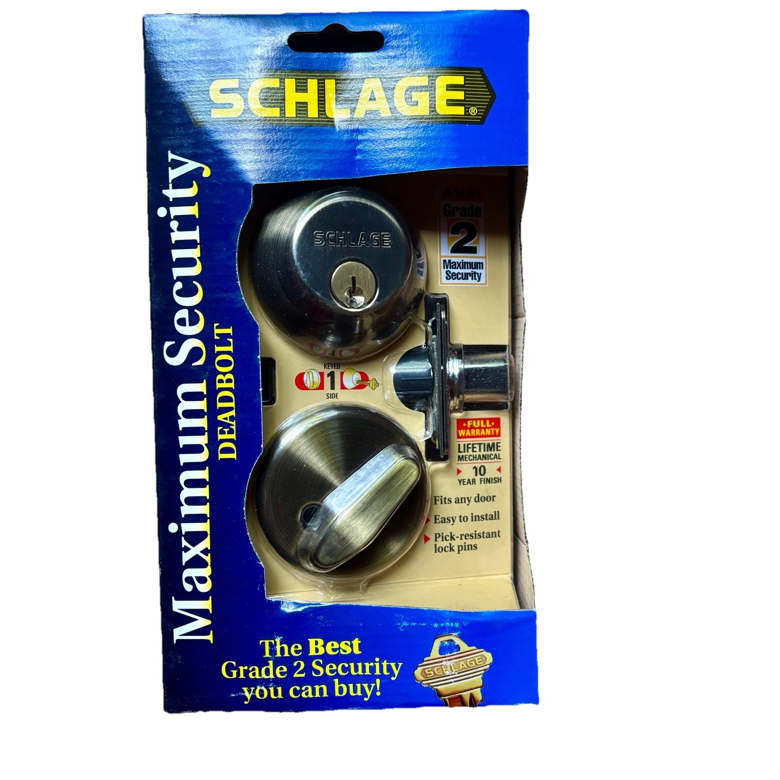 Schlage Deadbolt Maximum Security Lock Set Antique Brass Grade 2 Security New!!