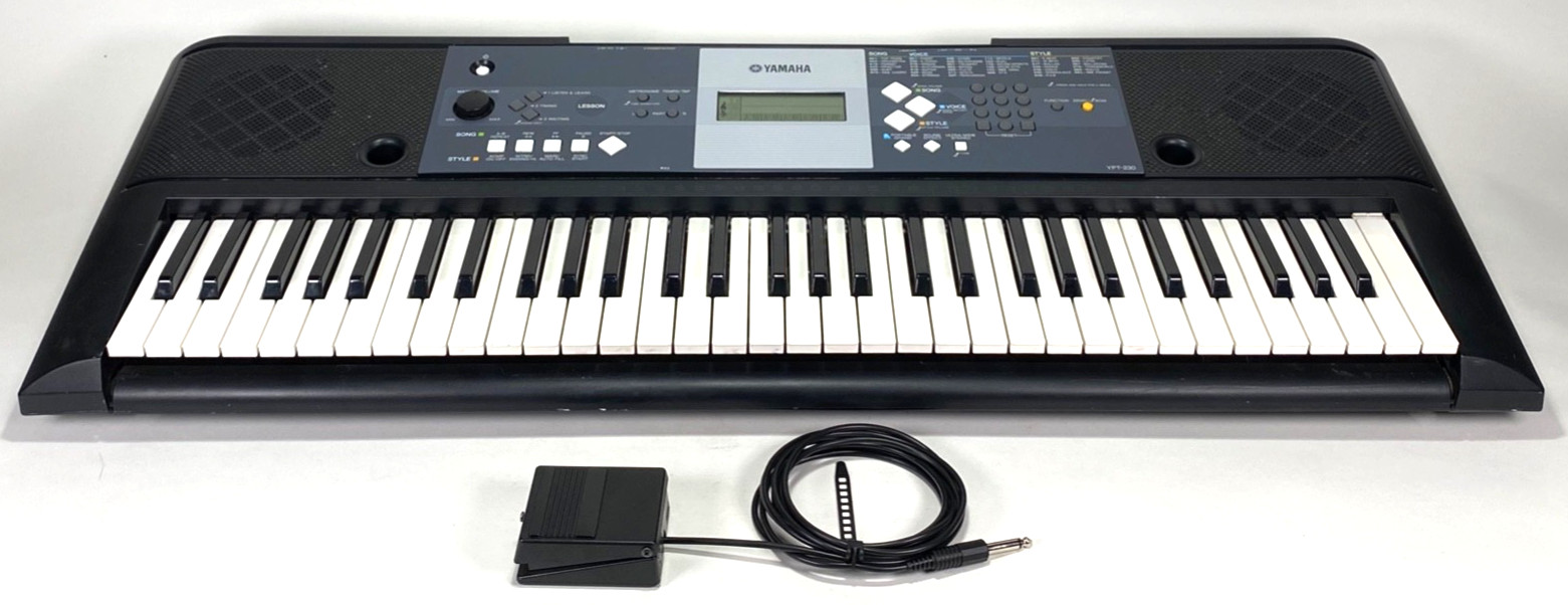 Yamaha 61 Key Portable Electronic Keyboard YPT-230 w Sustain Pedal-No power cord
