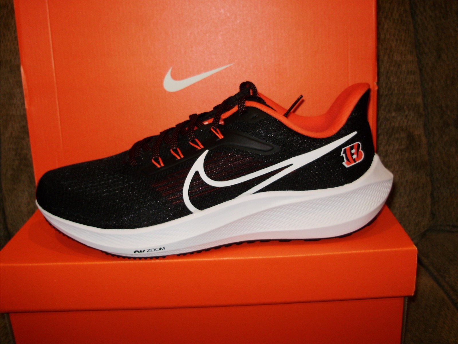 NFL Cincinnati Bengals NIKE AIR ZOOM PEGASUS 39 Black DR2038-001 Men Shoes 12.5M
