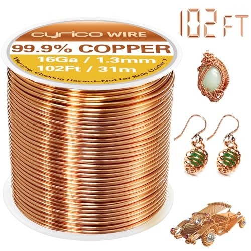 99.9 Pure Copper Wire, 16 Gauge 102 Feet Solid Copper Wire for Jewelry Making