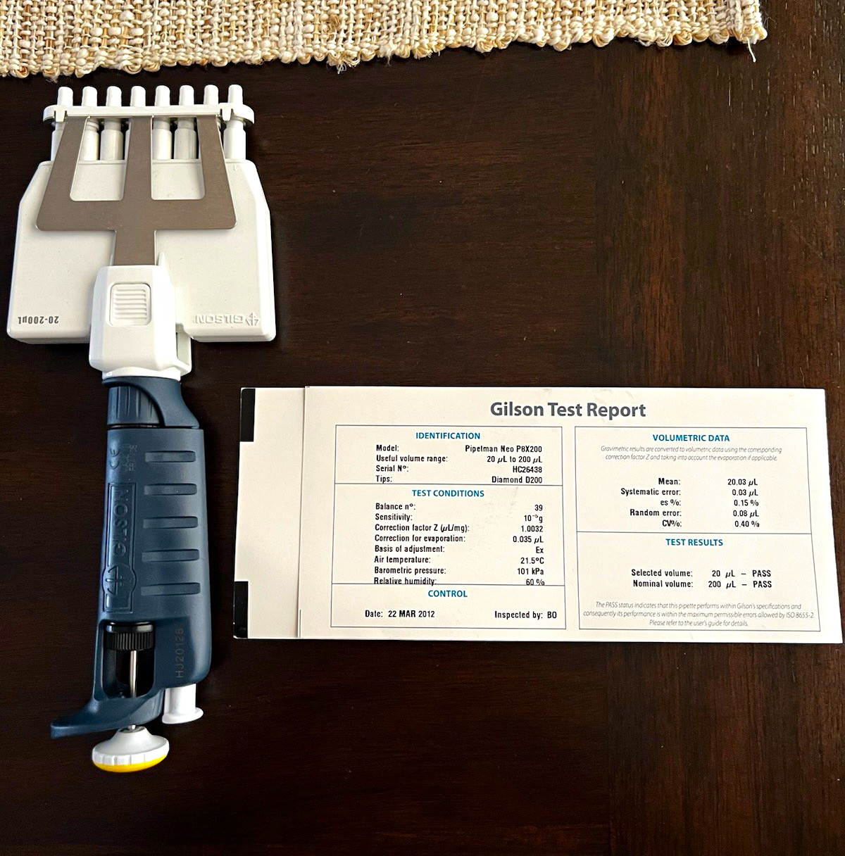 Gilson Pipetman Neo P8x200 8-Channel Manual Pipettor 20-200 uL
