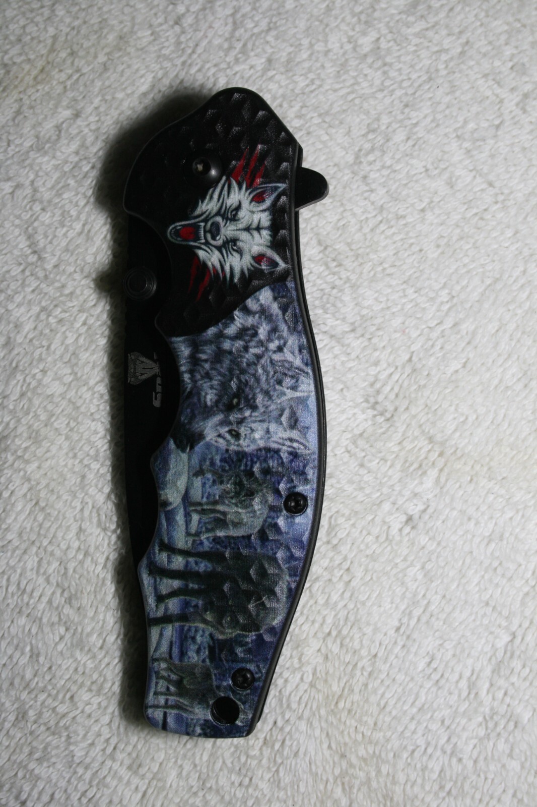 7 3/4"💥 WOLF PACK 🐺 💥 E-Z OPEN TACTICAL Wildlife Spring Assisted Pocket Knife