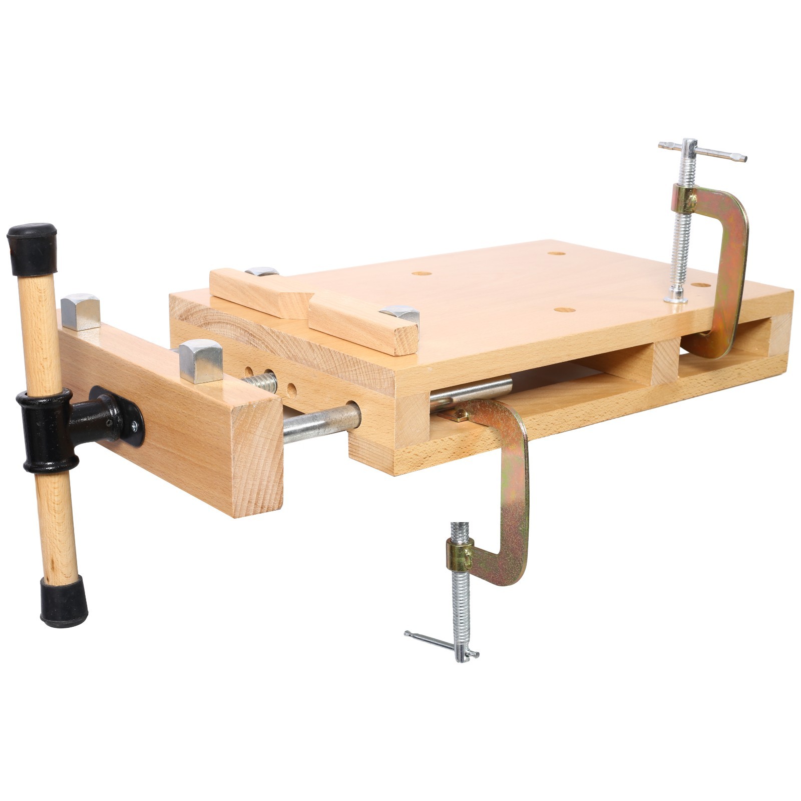 Portable Woodworking Bench Vise with Quick-Release & 2 G-Clips