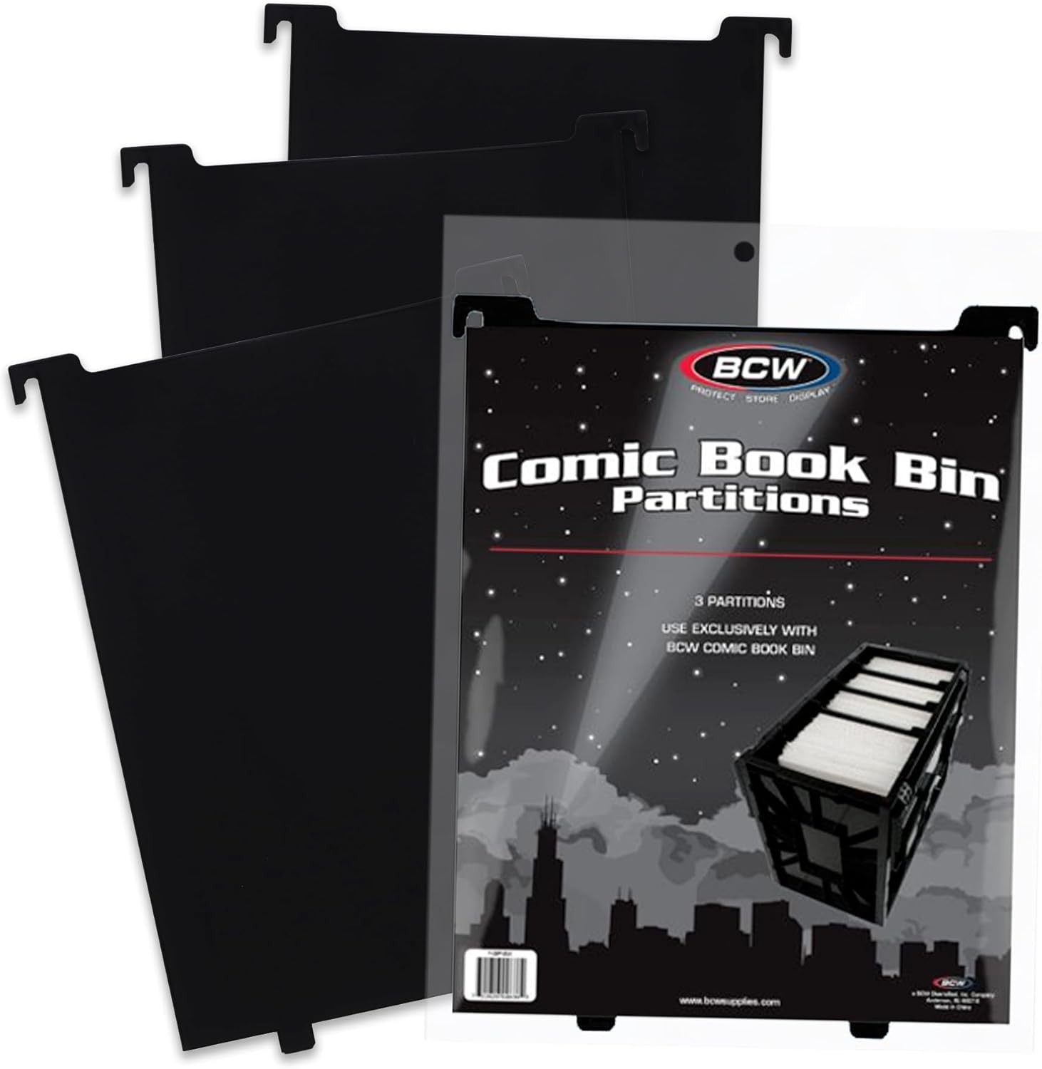 3 Pack Exclusive Comic Bin Partitions – Smooth Plastic Dividers for Organizing