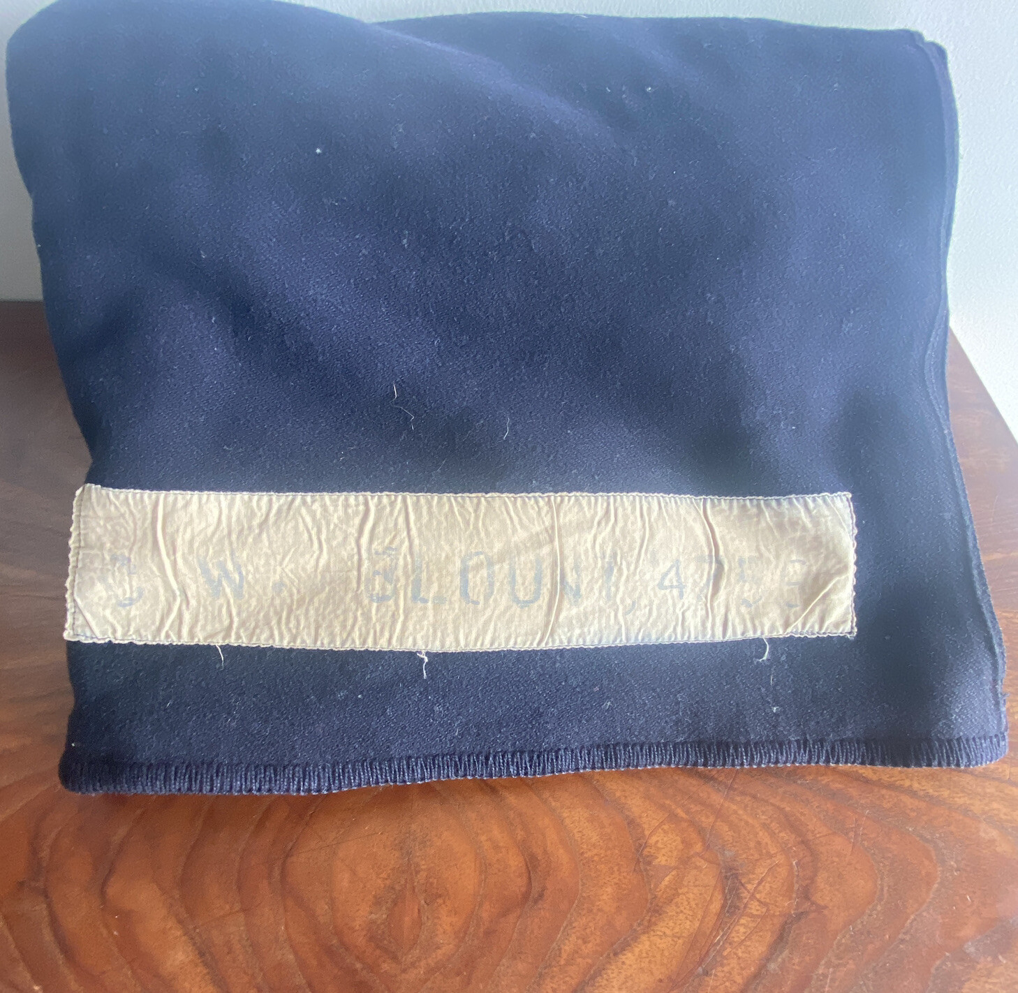 Horner Woolen Mills US Military Navy Blanket Wool Throw CW BLOUNT Stencil 61x82”